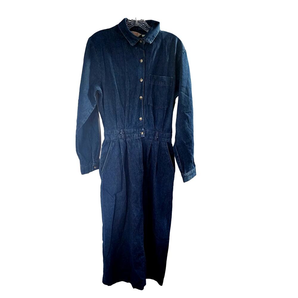 Gotcha Covered Vintage 90s Jean Denim Button Up Maxi Dress Size 8